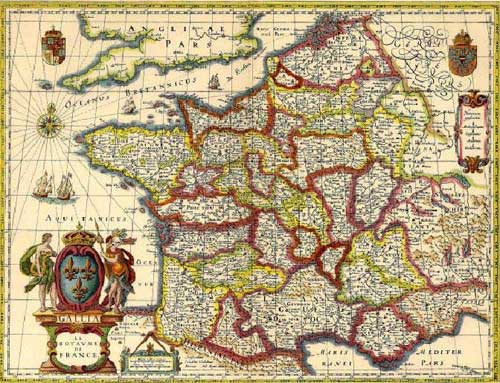 Old map of France.