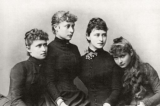 Four of the Hesse sisters: (left to right) Irene, Victoria, Elisabeth, and Alix, 1885