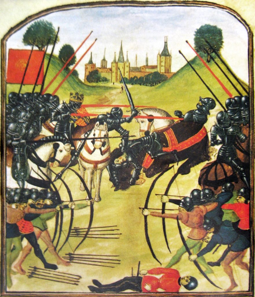 The Battle of Tewkesbury in 1471. Large numbers of English nobility perished in the Wars of the Roses.
